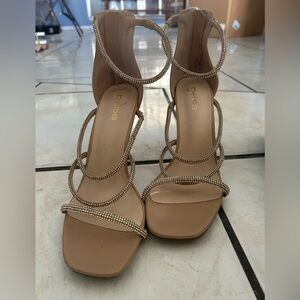 bebe Tan Strappy Heels